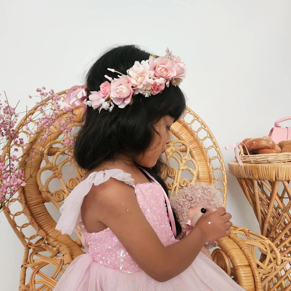 1184 Birthday Party Flower Crown for Girls Children Floral Headpiece Pink